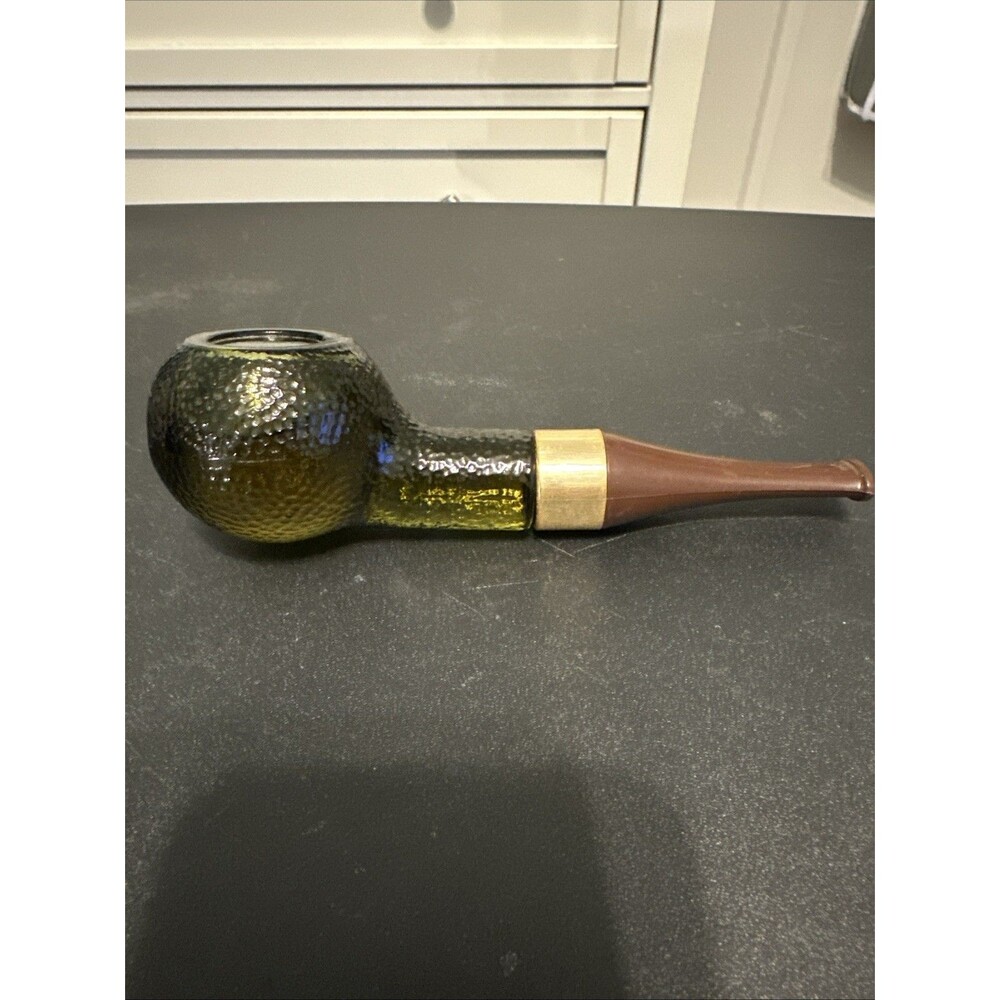 Vintage Avon Pipe Bottle Cologne Decanter Green Glass 1970s
